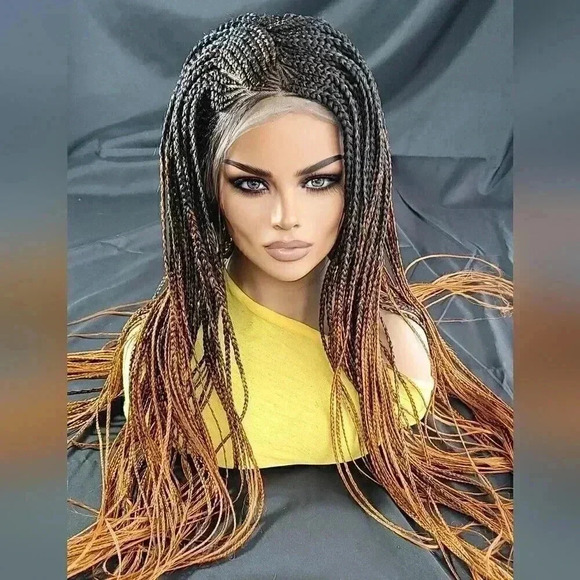 🔥 Auburn Ombre Box Braids Wig w/Lace | Premium Synthetic | Heat Resistant - Picture 11 of 15